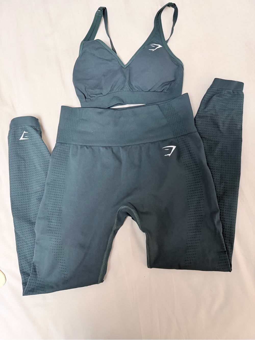 Gymshark Seamless High-Waist Leggings and Support Bra Set - Dark Teal